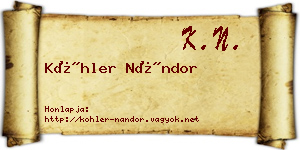 Köhler Nándor névjegykártya