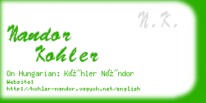 nandor kohler business card